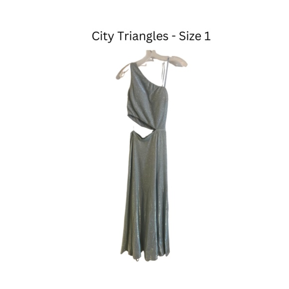 City Triangles Iridescent One Shoulder Gown w Cutout - Picture 4 of 10